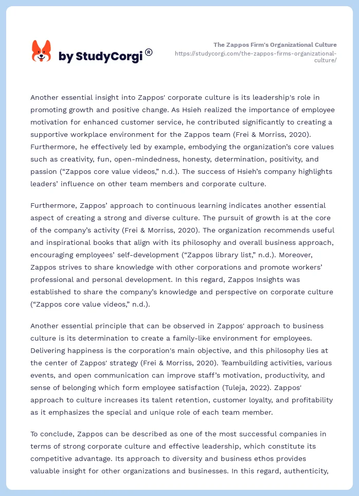 The Zappos Firm's Organizational Culture. Page 2