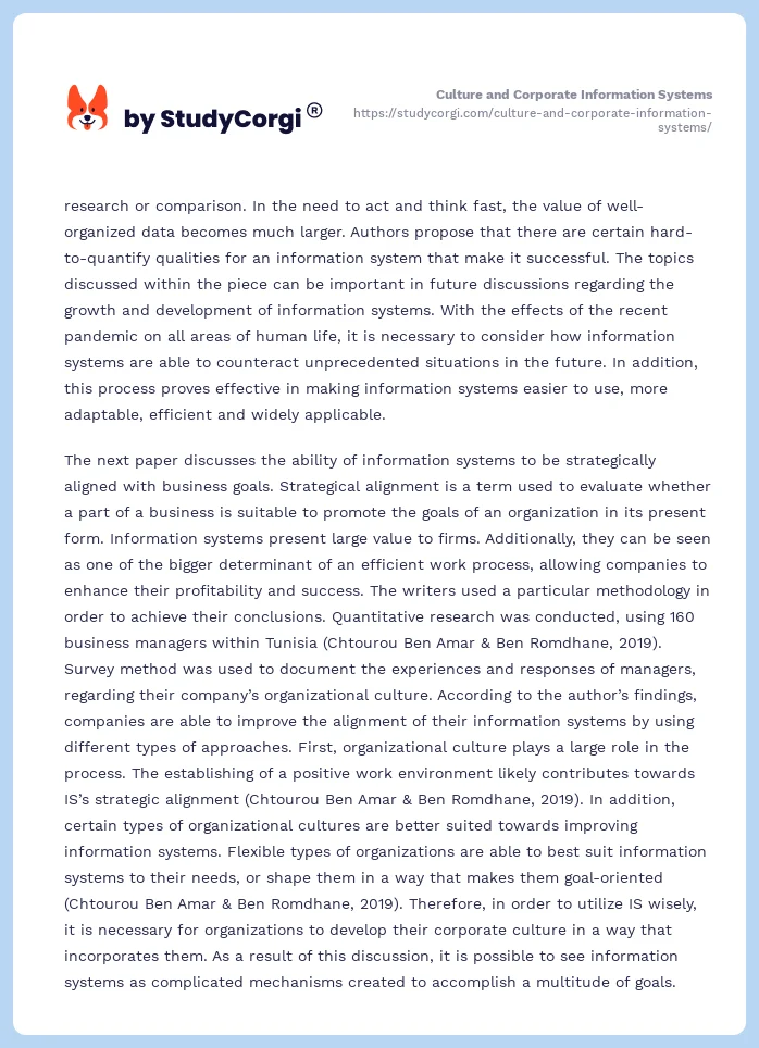 Culture and Corporate Information Systems. Page 2