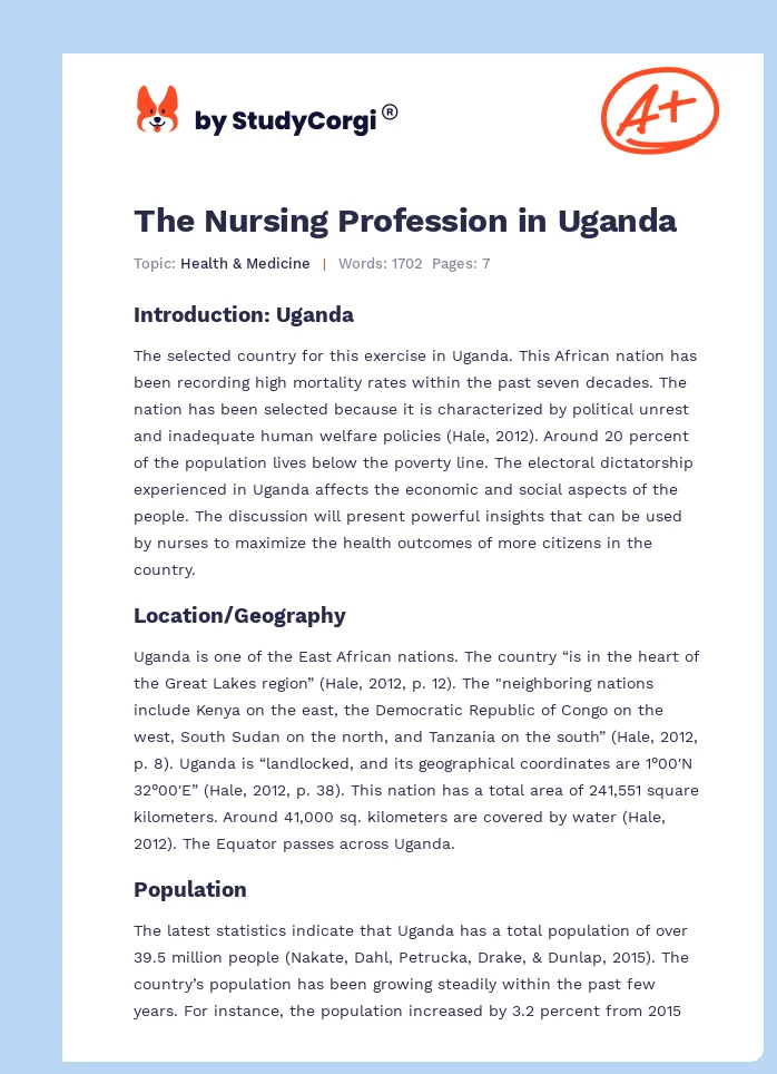 The Nursing Profession in Uganda. Page 1