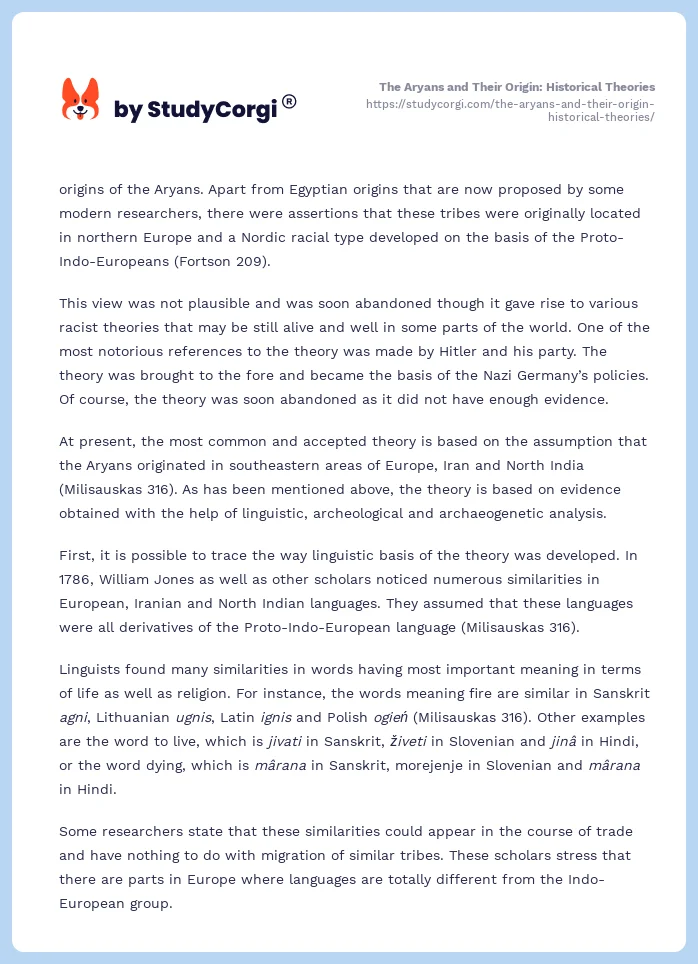 The Aryans and Their Origin: Historical Theories. Page 2