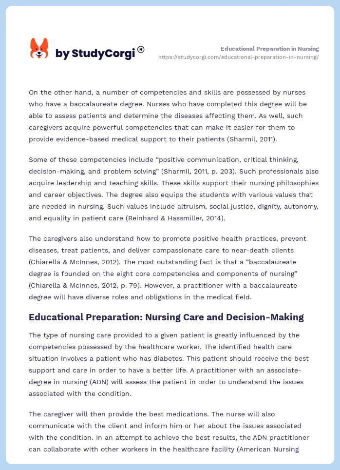 Educational Preparation in Nursing. Page 2