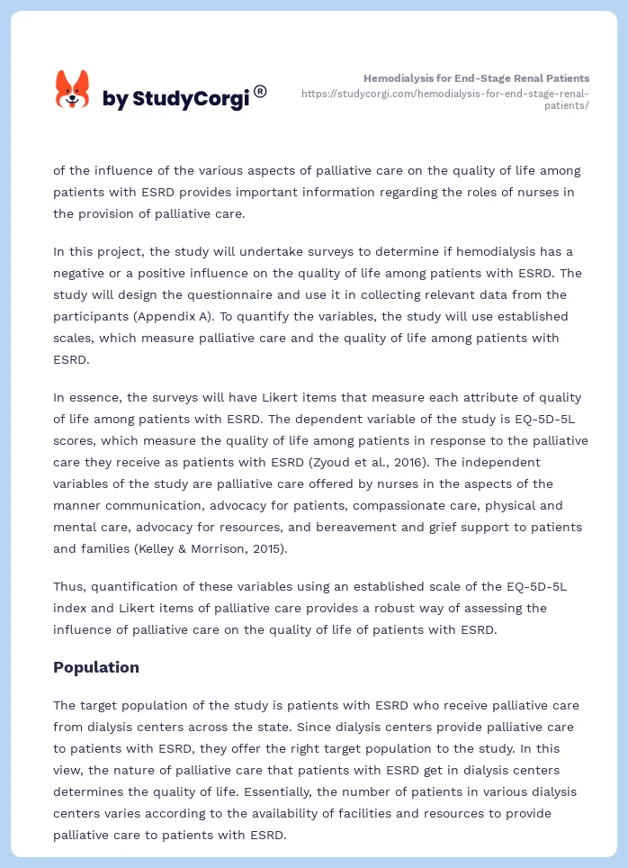 Hemodialysis for End-Stage Renal Patients. Page 2