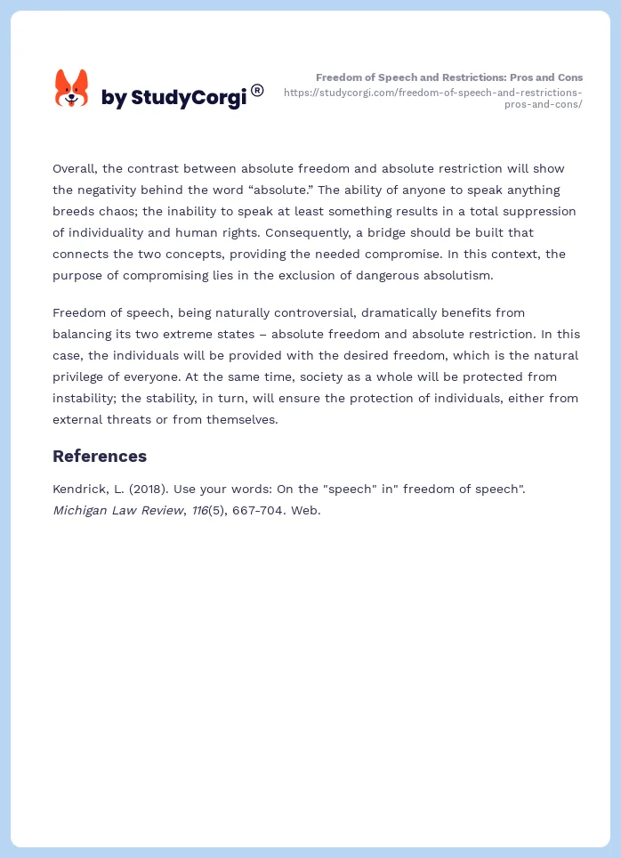 Freedom of Speech and Restrictions: Pros and Cons. Page 2