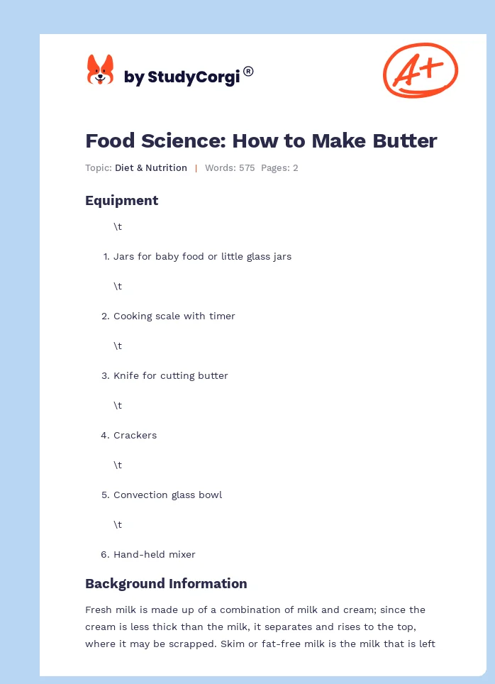 Food Science: How to Make Butter. Page 1