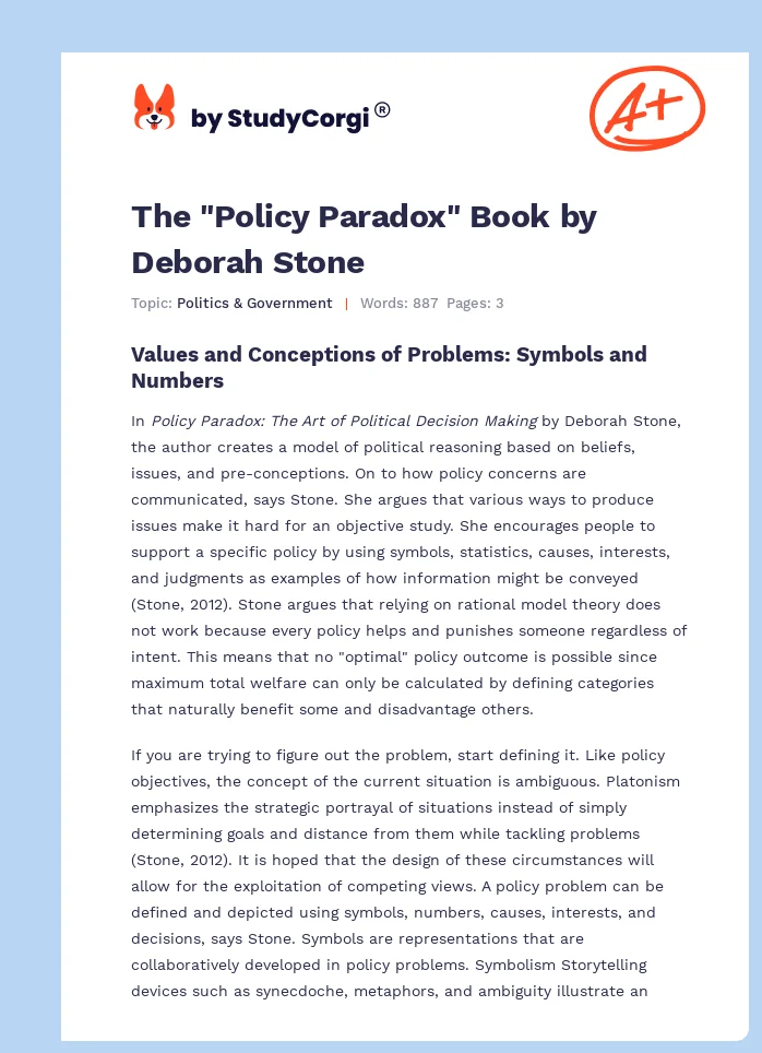 The "Policy Paradox" Book by Deborah Stone. Page 1