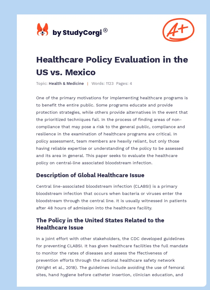 Healthcare Policy Evaluation in the US vs. Mexico. Page 1