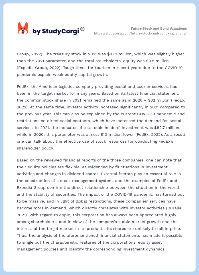 Future Stock and Bond Valuations. Page 2