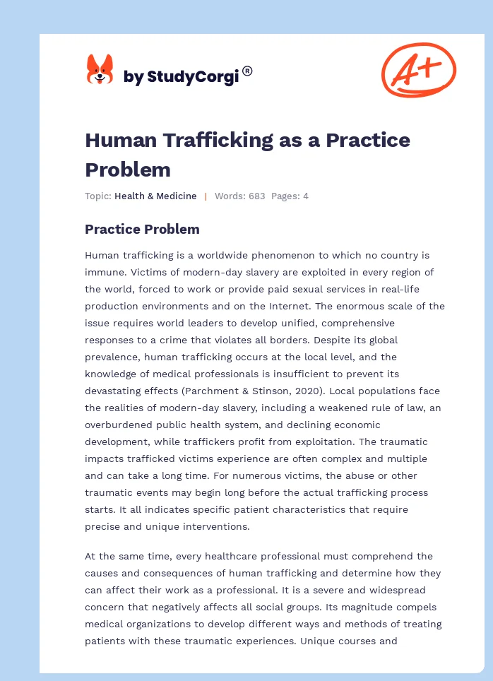 Human Trafficking as a Practice Problem. Page 1