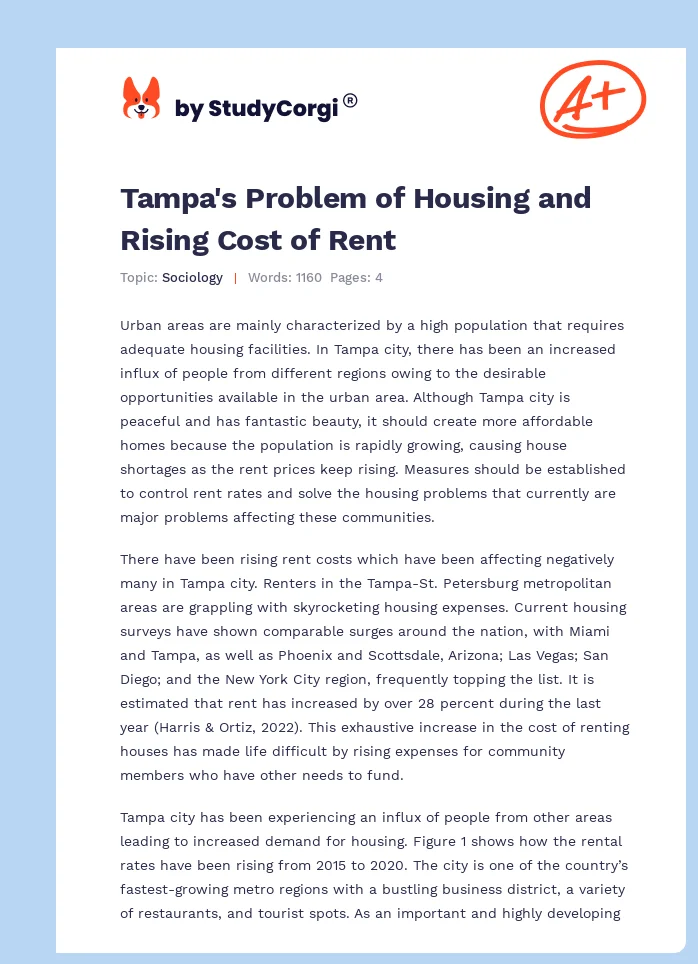 Tampa's Problem of Housing and Rising Cost of Rent. Page 1