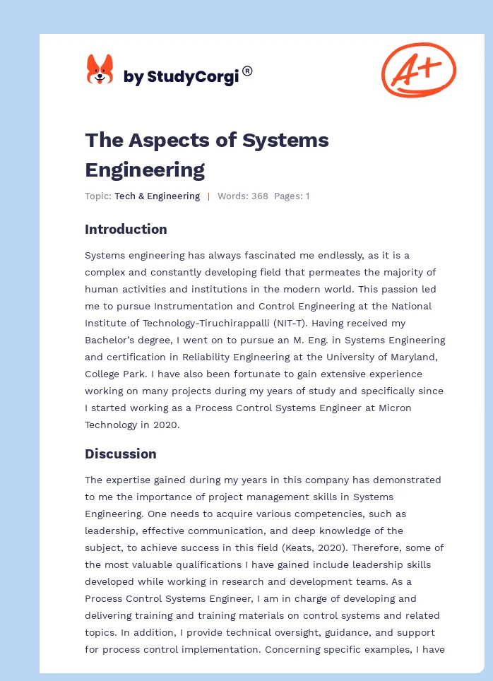 The Aspects of Systems Engineering. Page 1