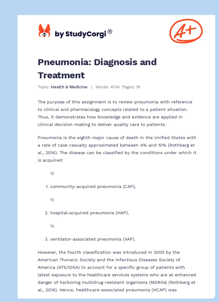 Pneumonia: Diagnosis and Treatment. Page 1