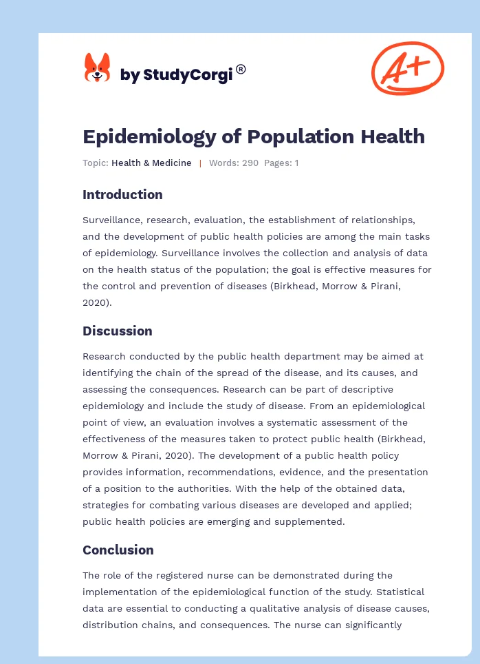 Epidemiology of Population Health. Page 1
