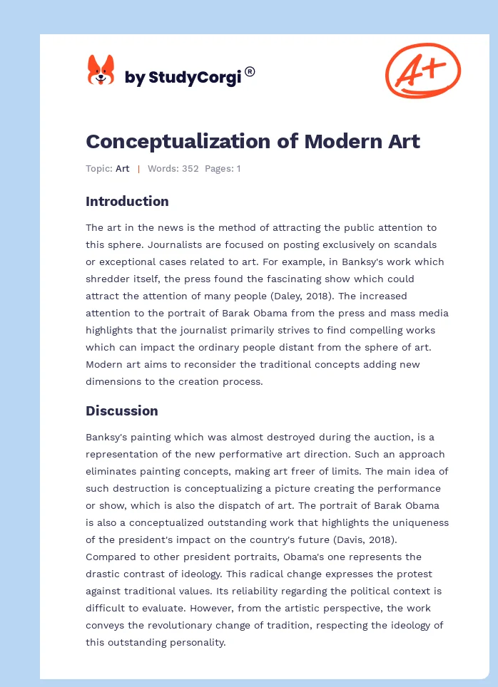 Conceptualization of Modern Art. Page 1