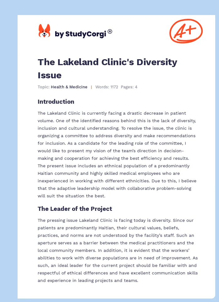 The Lakeland Clinic's Diversity Issue. Page 1