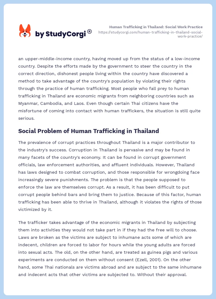 Human Trafficking in Thailand: Social Work Practice. Page 2