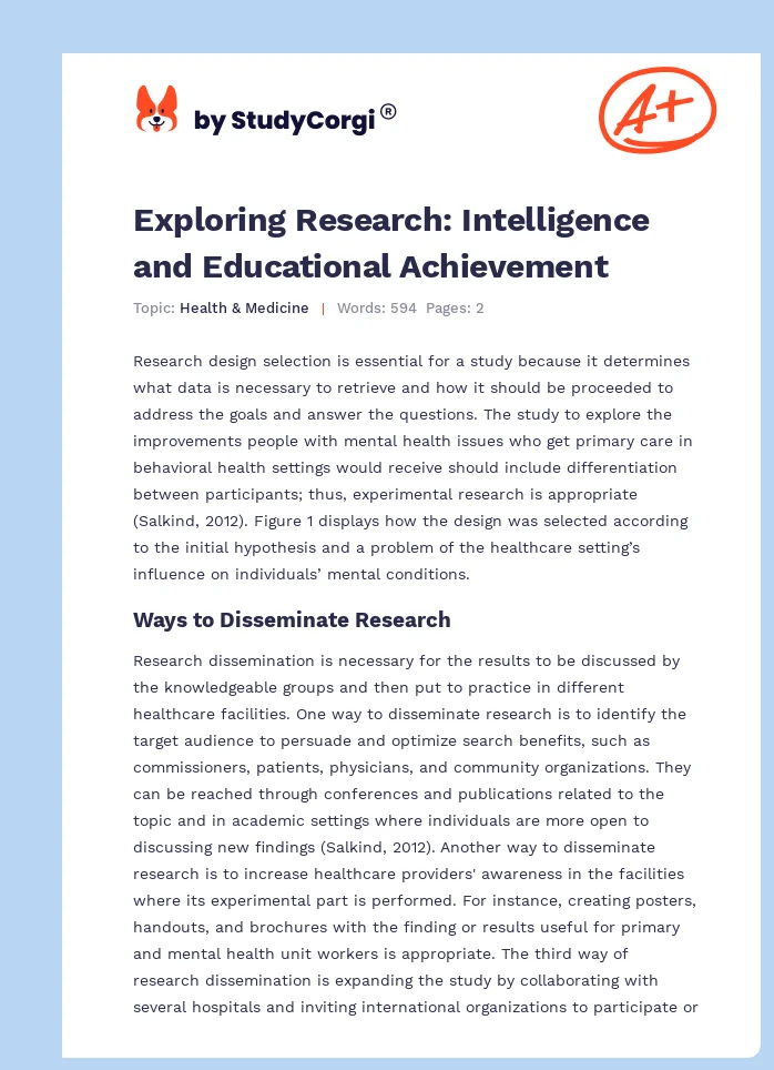 Exploring Research: Intelligence and Educational Achievement. Page 1