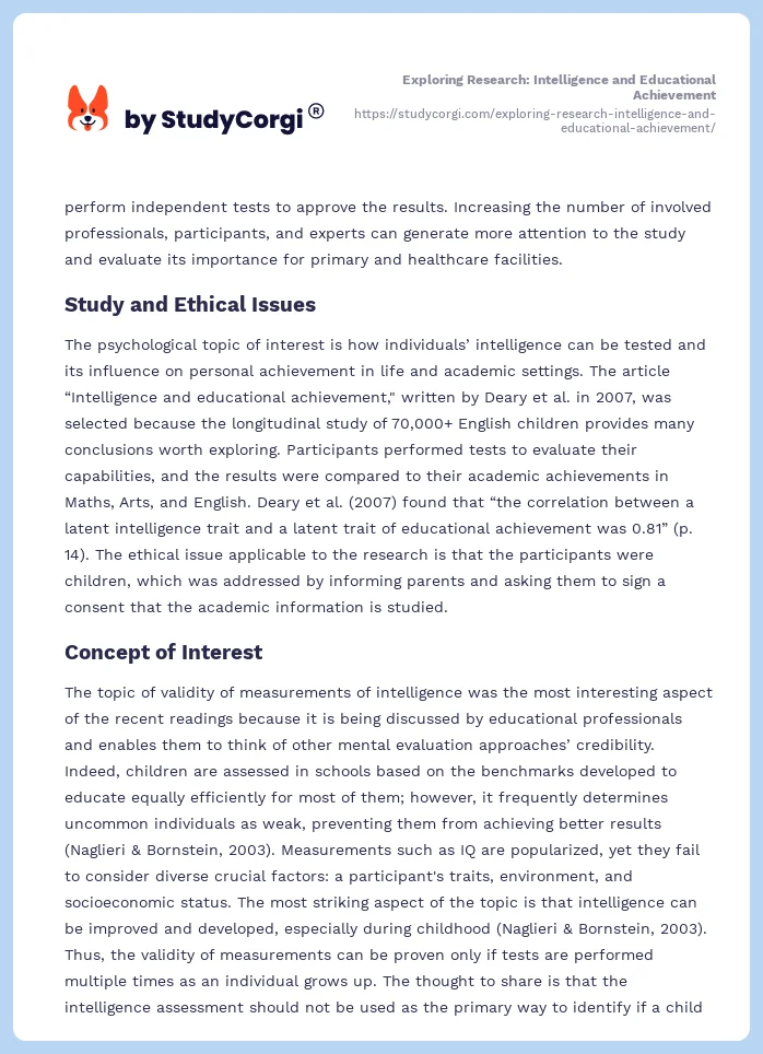 Exploring Research: Intelligence and Educational Achievement. Page 2