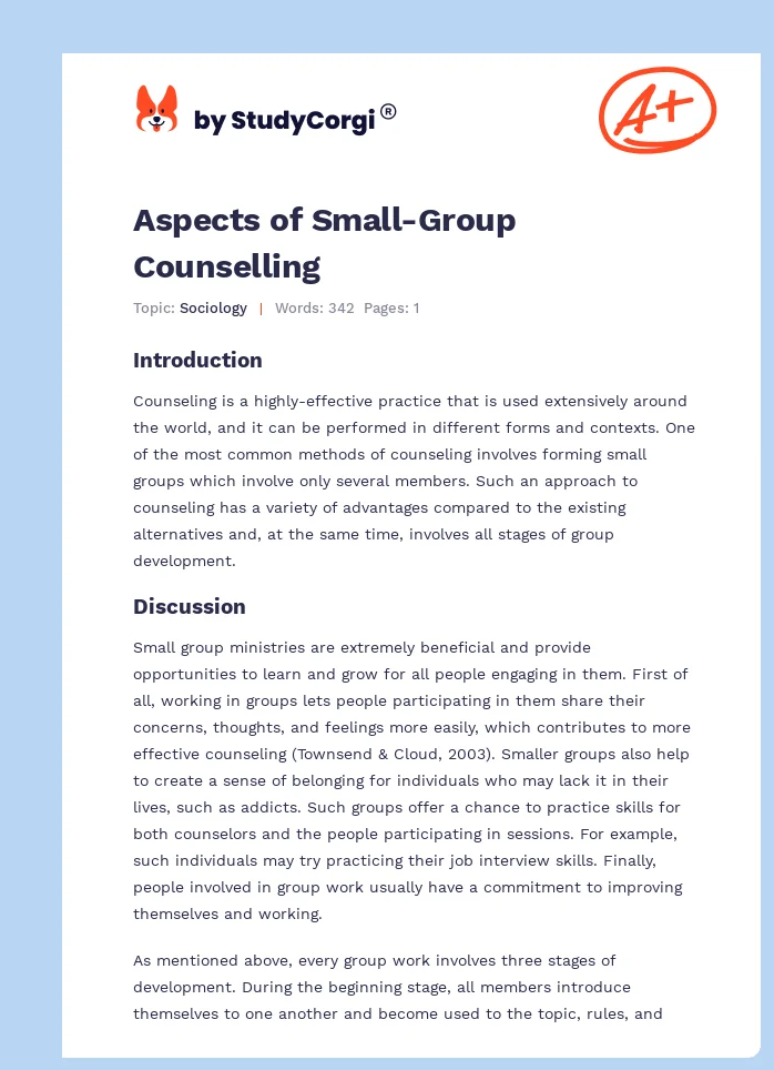 Aspects of Small-Group Counselling. Page 1
