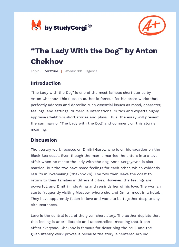 “The Lady With the Dog” by Anton Chekhov. Page 1
