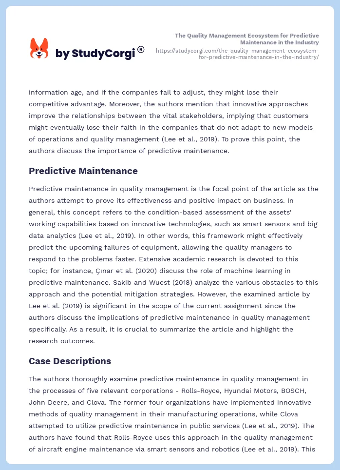 The Quality Management Ecosystem for Predictive Maintenance in the Industry. Page 2