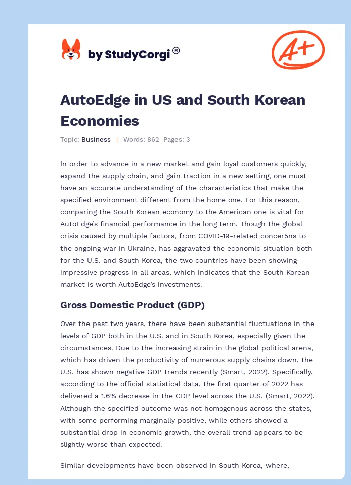 AutoEdge in US and South Korean Economies. Page 1
