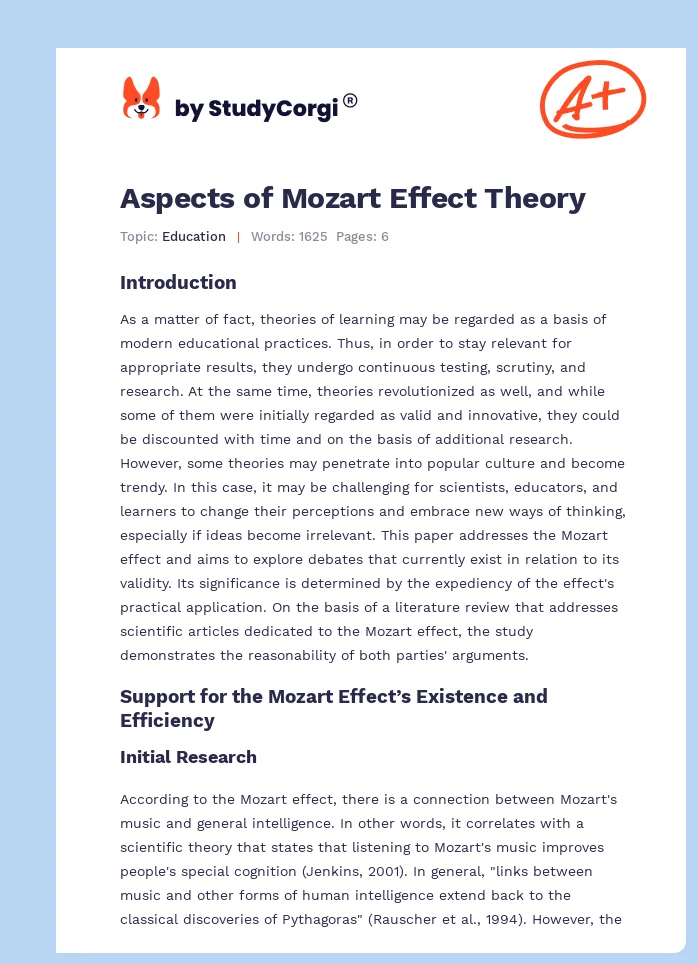 Aspects of Mozart Effect Theory. Page 1