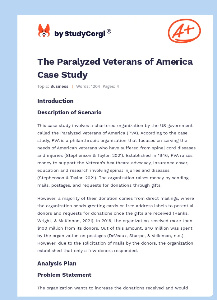 The Paralyzed Veterans of America Case Study. Page 1