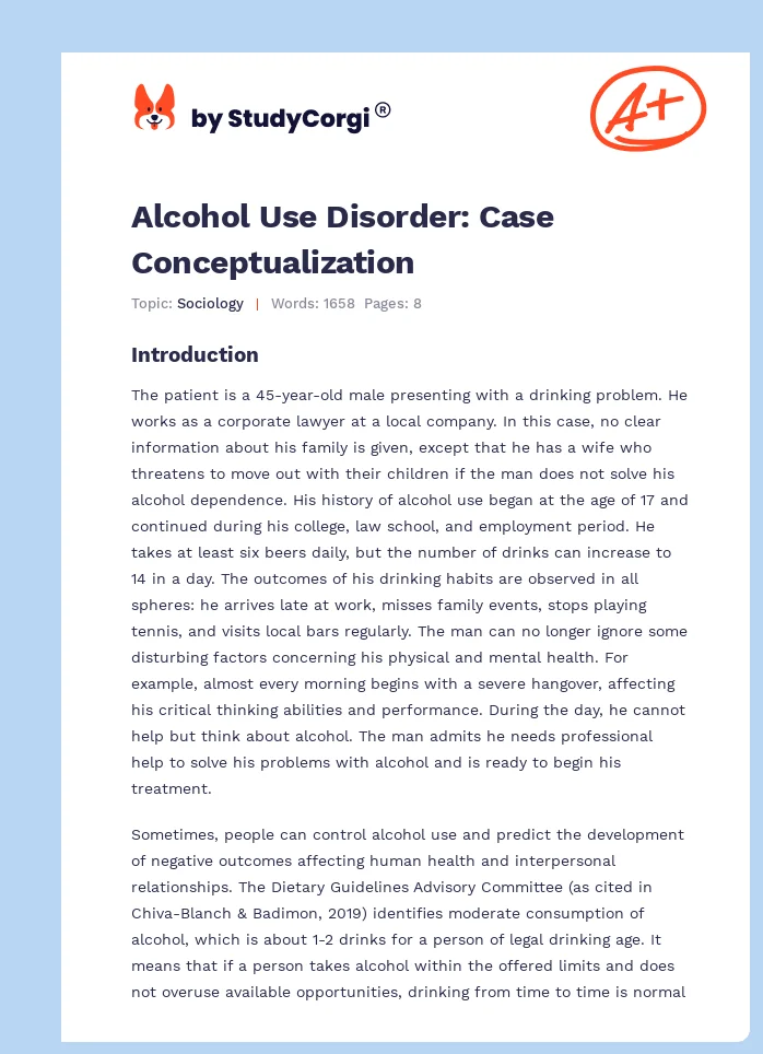 Alcohol Use Disorder: Case Conceptualization. Page 1