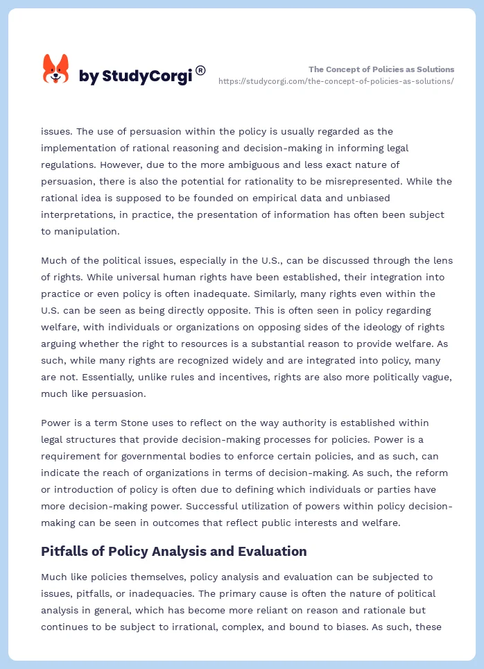 The Concept of Policies as Solutions. Page 2