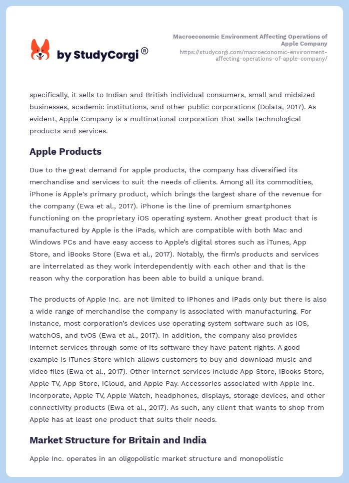 Macroeconomic Environment Affecting Operations of Apple Company. Page 2
