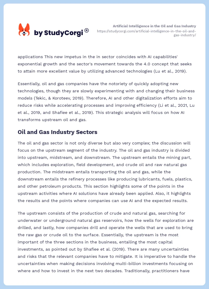 Artificial Intelligence in the Oil and Gas Industry. Page 2