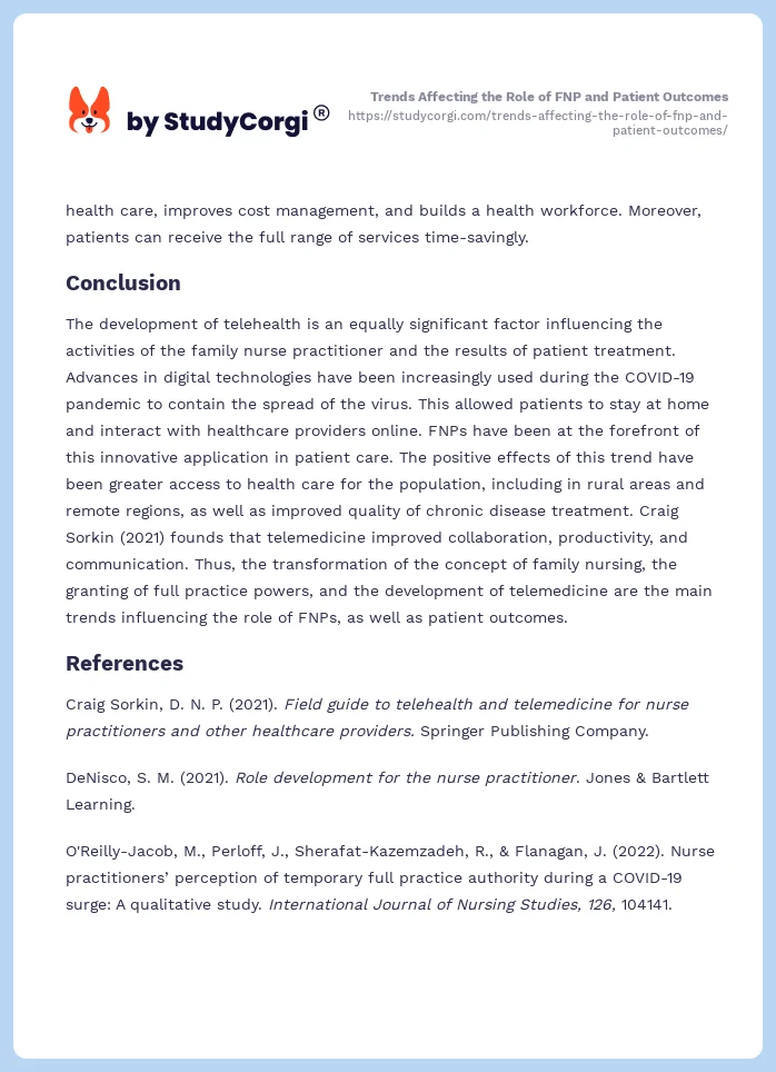 Trends Affecting the Role of FNP and Patient Outcomes. Page 2