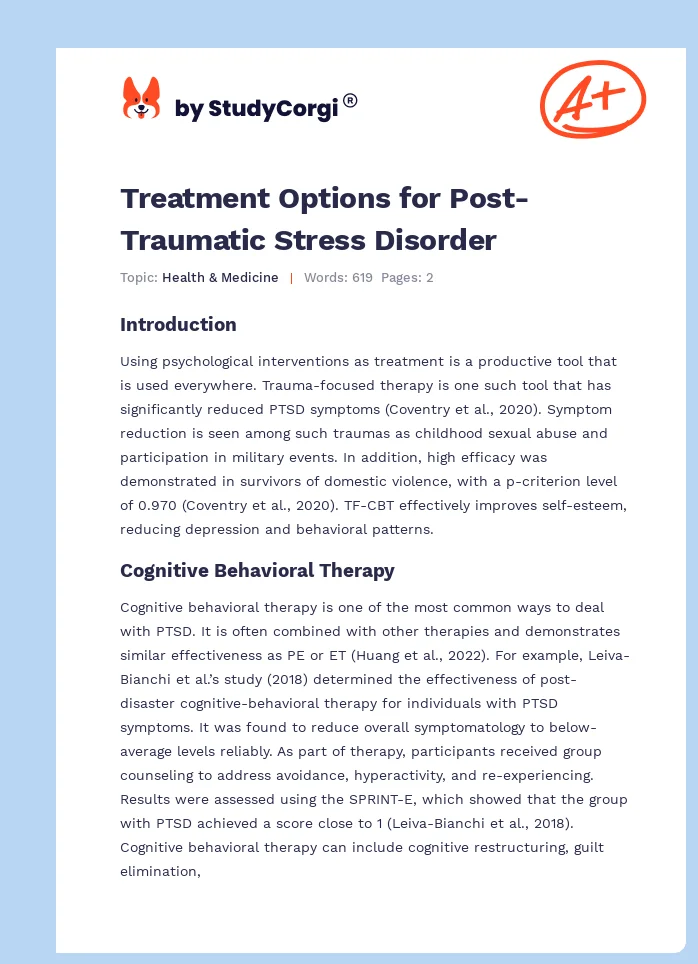 Treatment Options for Post-Traumatic Stress Disorder. Page 1
