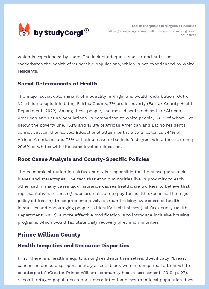 Health Inequities in Virginia's Counties. Page 2
