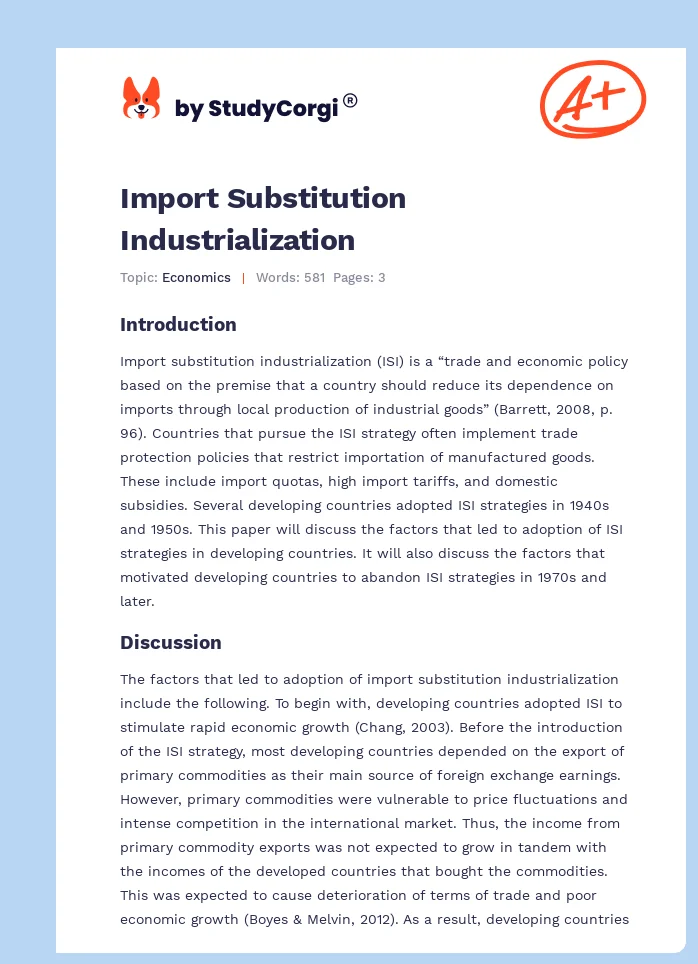 Import Substitution Industrialization. Page 1