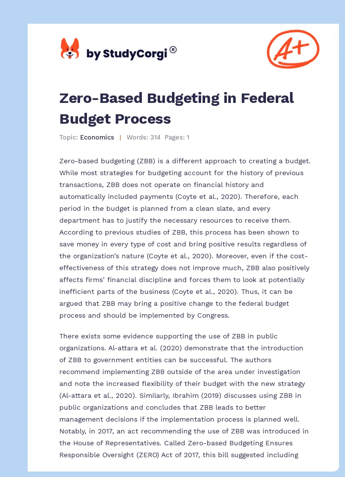 Zero-Based Budgeting in Federal Budget Process. Page 1