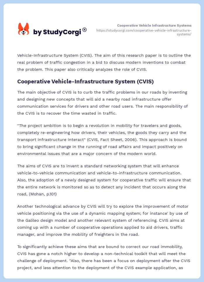 Cooperative Vehicle Infrastructure Systems. Page 2
