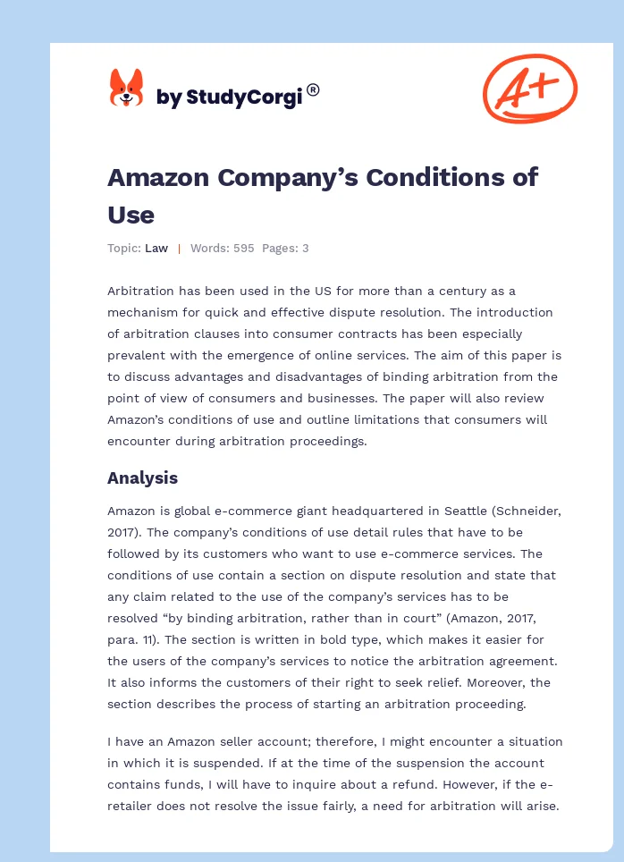 Amazon Company’s Conditions of Use. Page 1