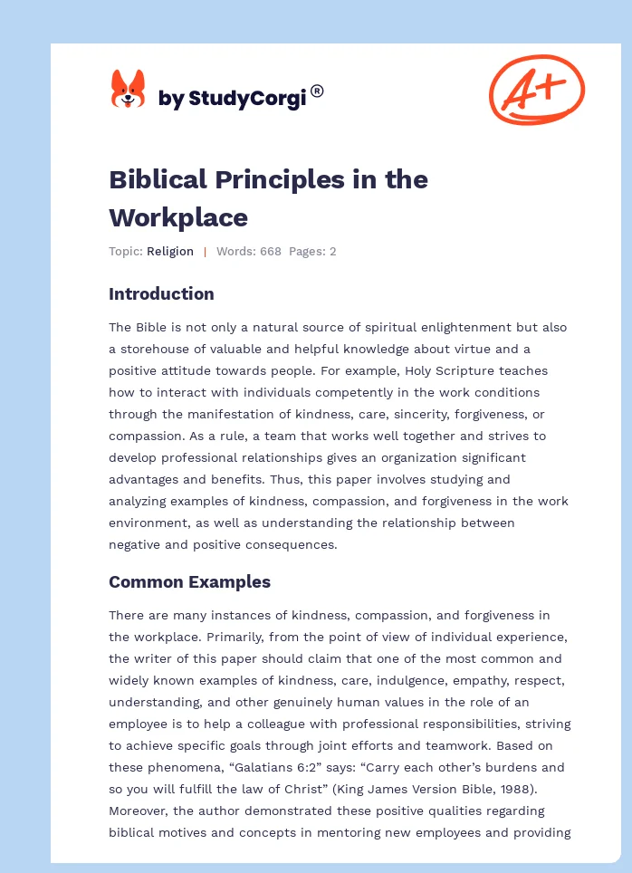 Biblical Principles in the Workplace. Page 1