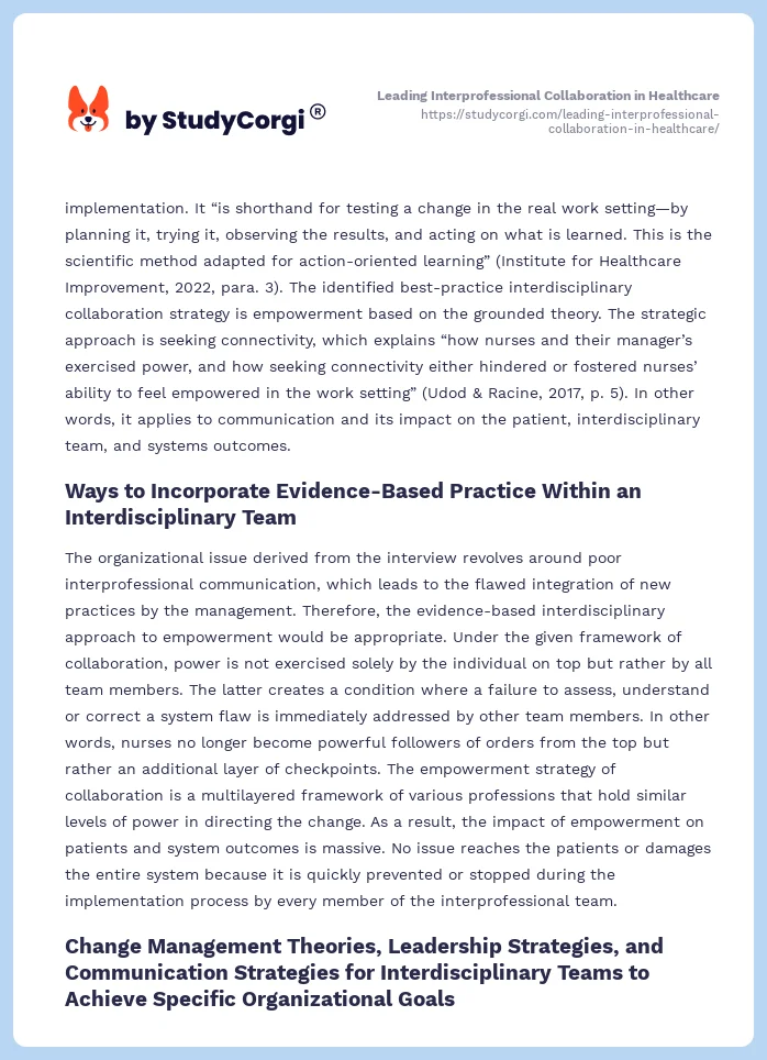 Leading Interprofessional Collaboration in Healthcare. Page 2