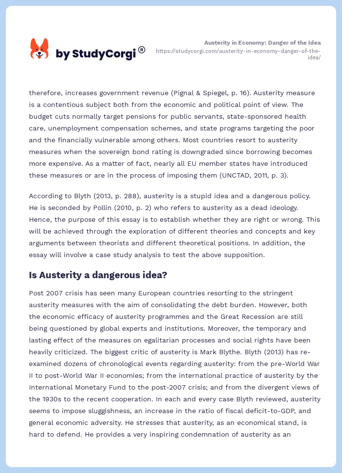 Austerity in Economy: Danger of the Idea. Page 2