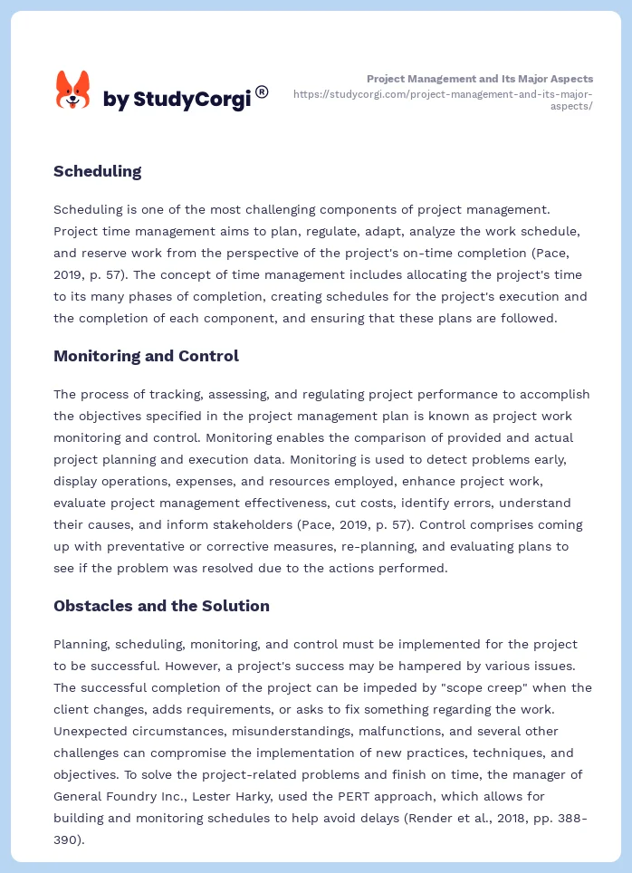 Project Management and Its Major Aspects. Page 2