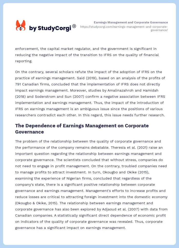 Earnings Management and Corporate Governance. Page 2