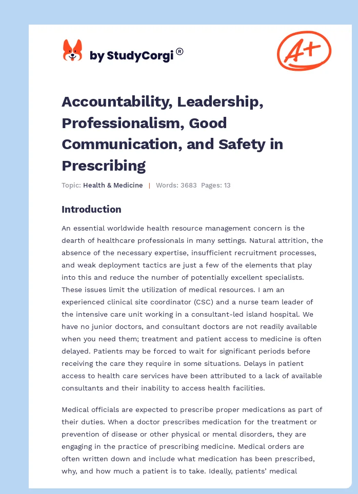 Accountability, Leadership, Professionalism, Good Communication, and Safety in Prescribing. Page 1