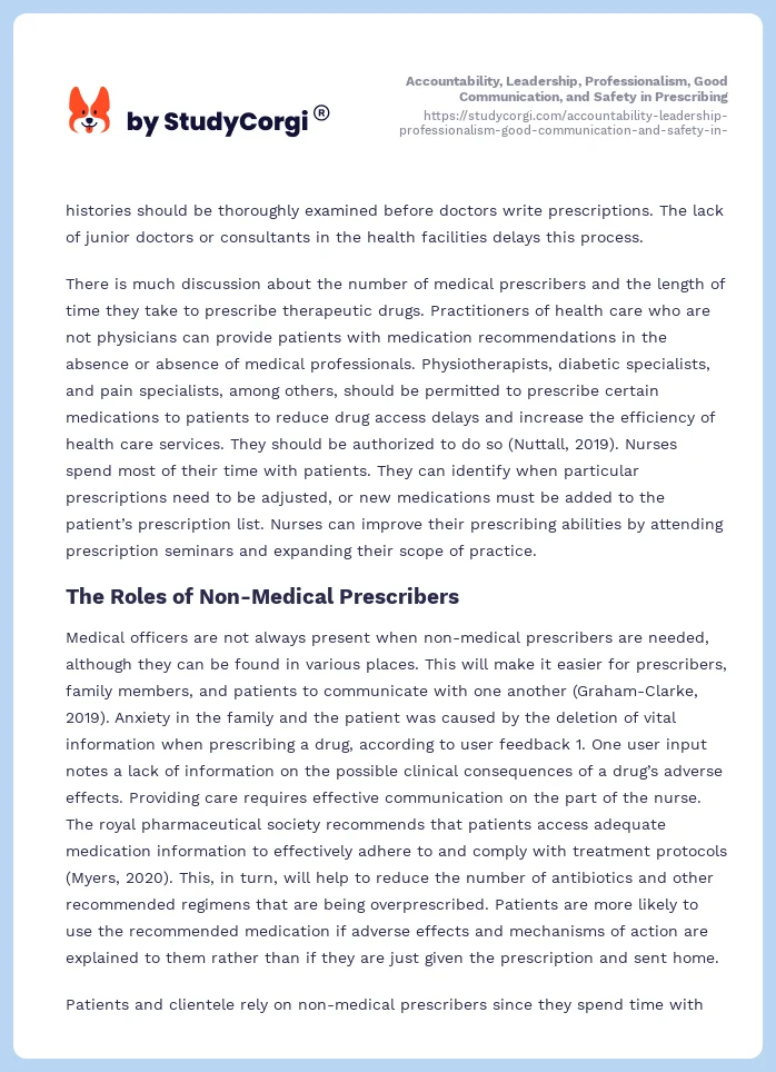 Accountability, Leadership, Professionalism, Good Communication, and Safety in Prescribing. Page 2