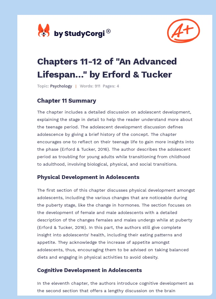 Chapters 11-12 of "An Advanced Lifespan…" by Erford & Tucker. Page 1