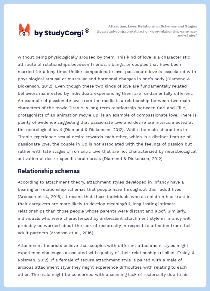 Attraction, Love, Relationship Schemas and Stages. Page 2