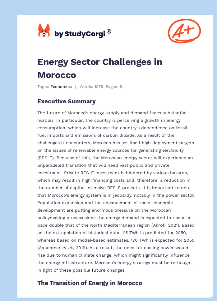 Energy Sector Challenges in Morocco. Page 1