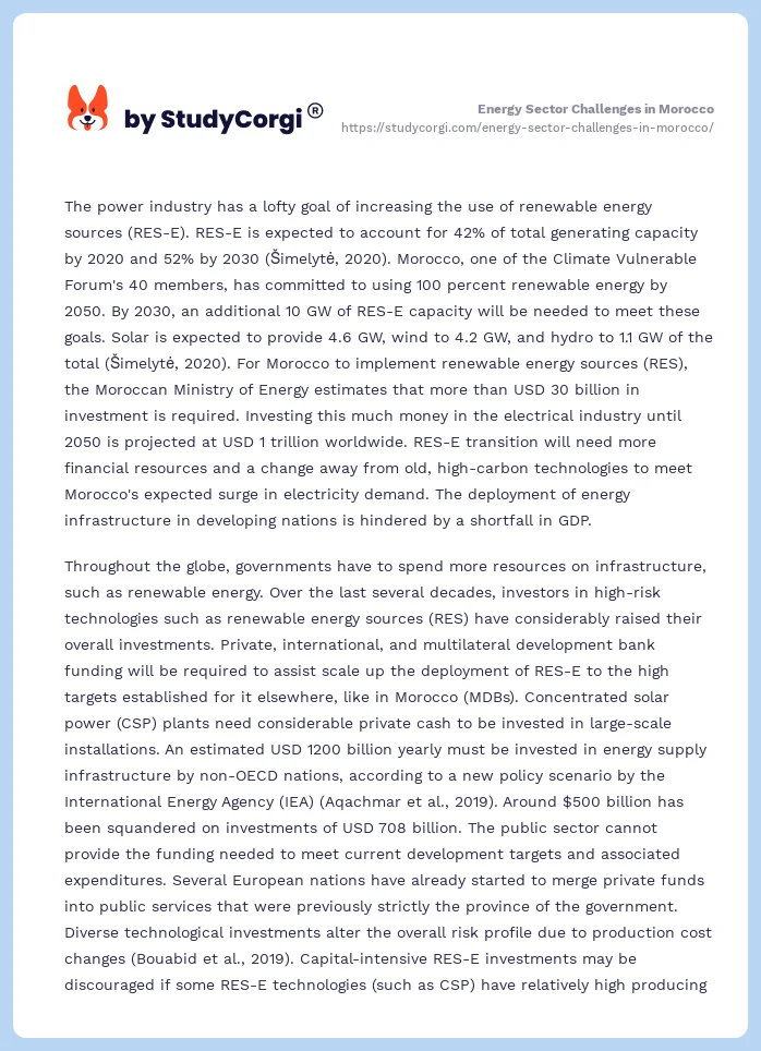 Energy Sector Challenges in Morocco. Page 2