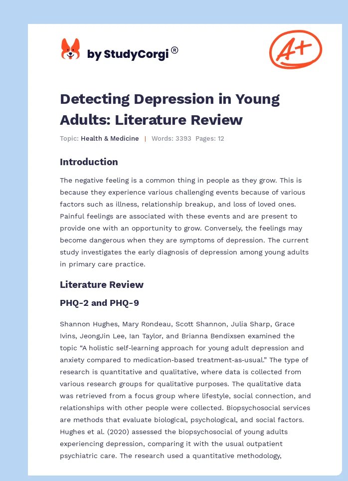 Detecting Depression in Young Adults: Literature Review. Page 1